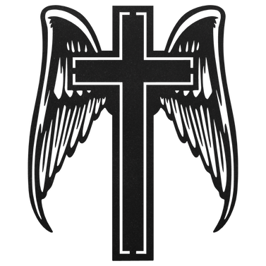 Angel Wings Cross Metal Sign Faith Decor 