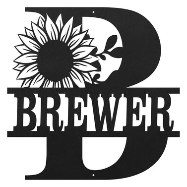 Sunflower Split Letter Family Name Metal Monogram Decor