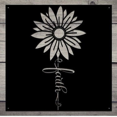 Faith Sunflower Metal Sign Home Decor