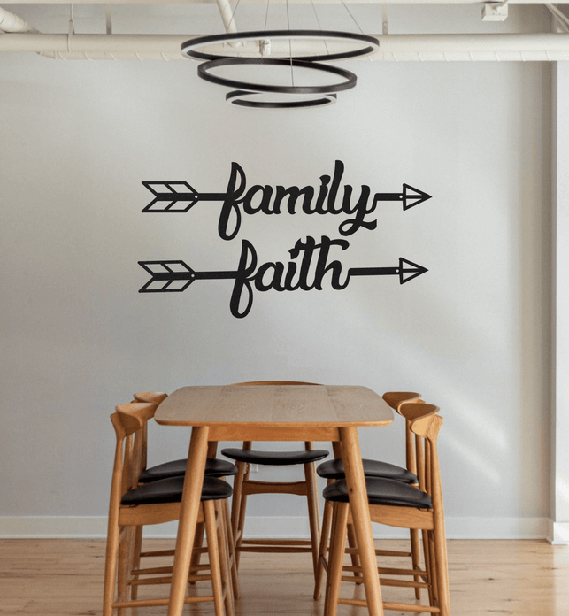 Family & Faith Metal Arrow Home Decor