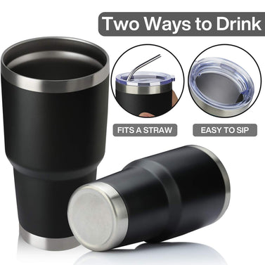 (5) Black Custom Laser Engraved 30oz Stainless Steel Cup Package