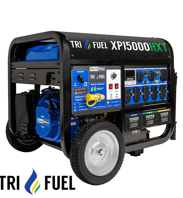 In-Stock! DuroMax XP15000HXT 15,000 Watt Electric Start Tri-Fuel Portable Generator