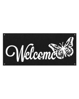 Butterfly Welcome Metal Sign Home Decor