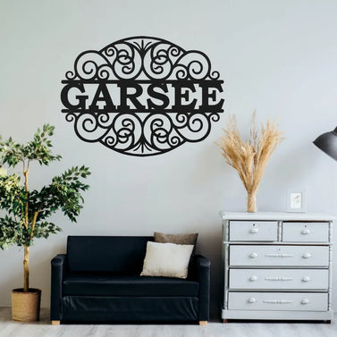 Swirl Family Name Metal Monogram Wall Decor