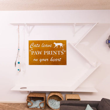 Cats Leave Paw Prints on your Heart Metal Sign Wall Art