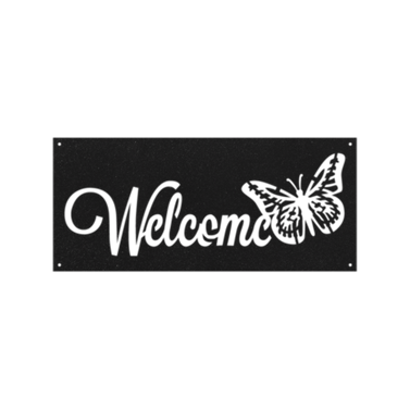 Butterfly Welcome Metal Sign Home Decor