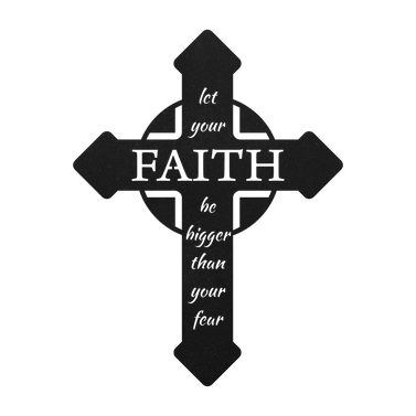 Faith Bigger Than Fear Cross Metal Sign Decor