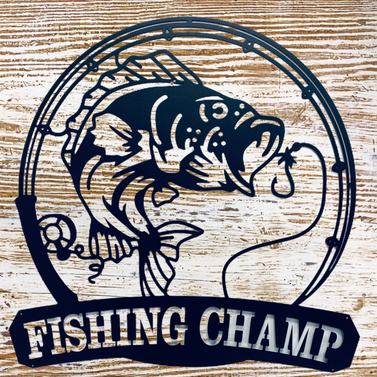 Bass Fishing Outdoors Metal Monogram with Name