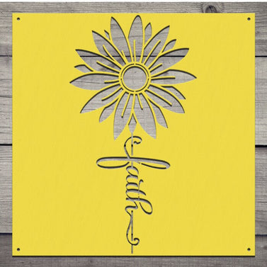 Faith Sunflower Metal Sign Home Decor