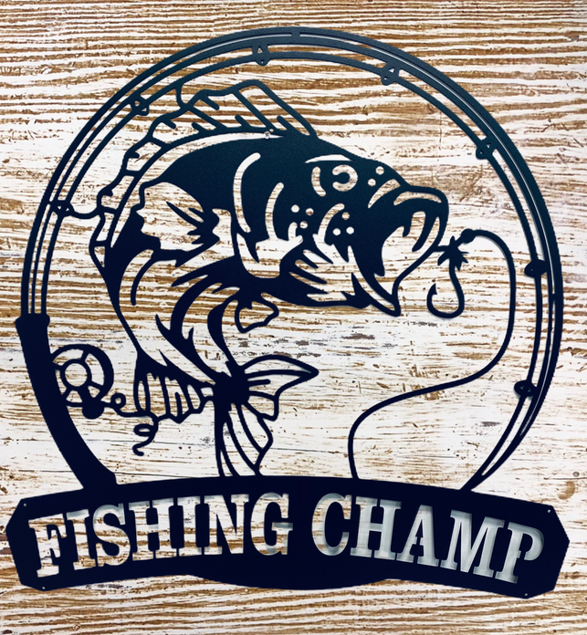 Bass Fishing Outdoors Metal Monogram with Name