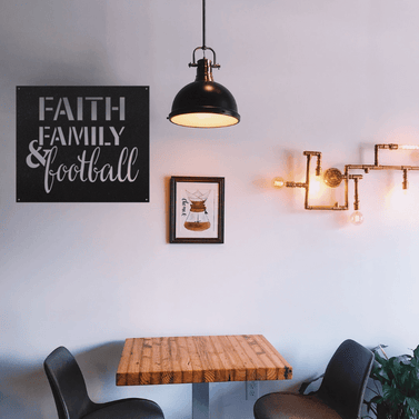 Faith Family & Football Metal Sign Home Decor